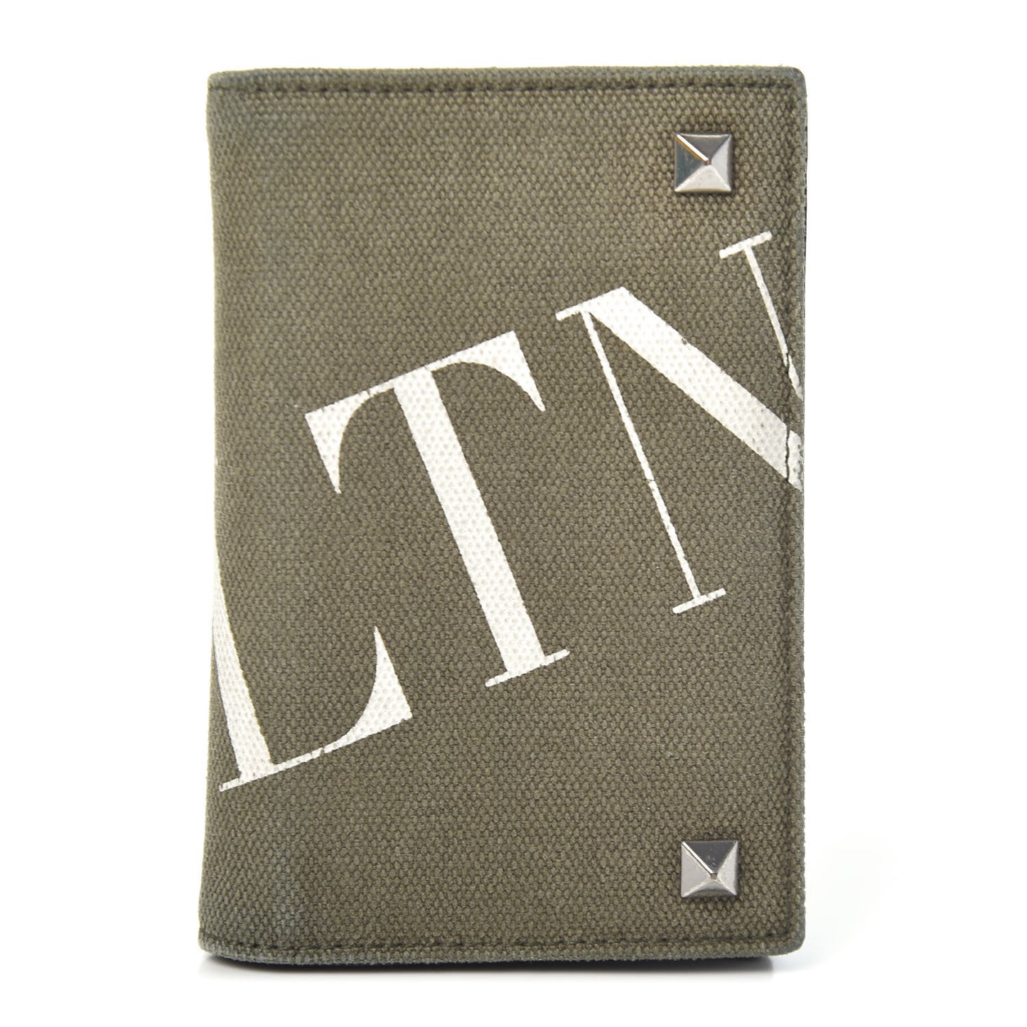 Canvas Rockstud VLTN Bi-Fold Wallet Olive