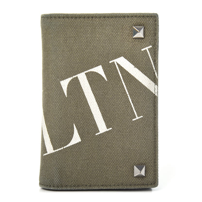 Valentino Garavani Canvas Rockstud VLTN Bi-Fold Wallet Olive 1 of 6