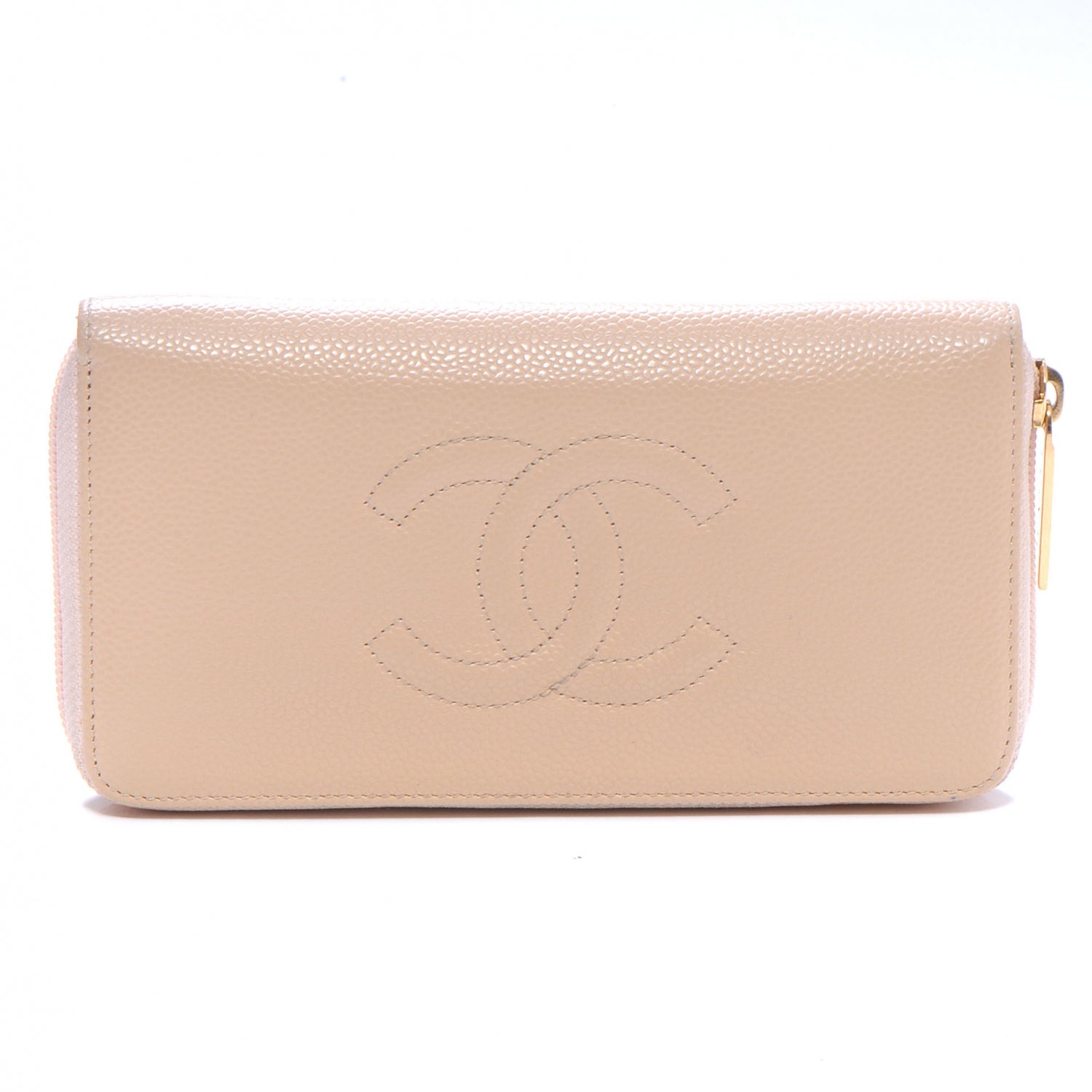 Chanel Caviar Zip Around Wallet Beige 1 of 8