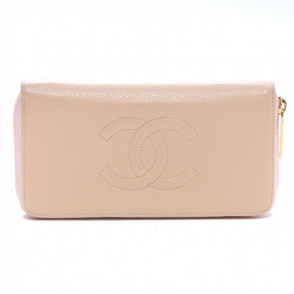 Chanel Caviar Zip Around Wallet Beige 1 of 8