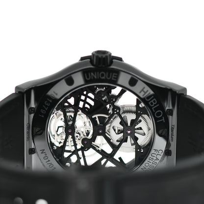 Hublot Ceramic Alligator 45mm Classic Fusion Skeleton Tourbillon Manual Winding Watch Black 505.CM.0140.LR 4 of 4