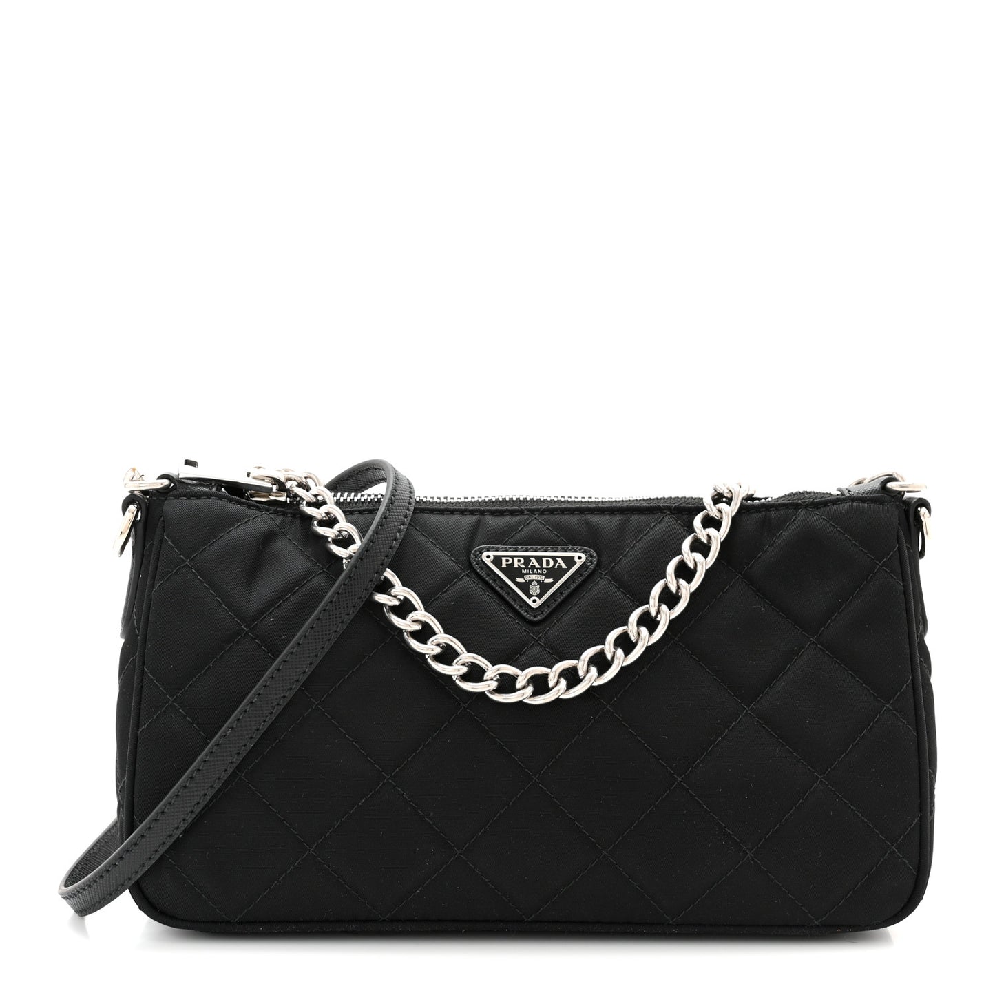 Nylon Tessuto Impuntu Quilted Crossbody Bag Black