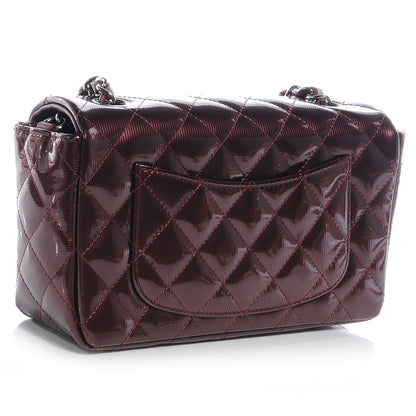 Chanel Striated Patent Quilted Mini Flap Burgundy 3 of 9