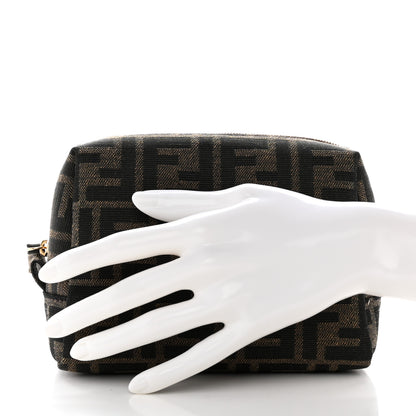 Fendi Fabric Jacquard FF 1974 Small Trapezoid Beauty Pouch Tobacco Moro Black 2 of 9