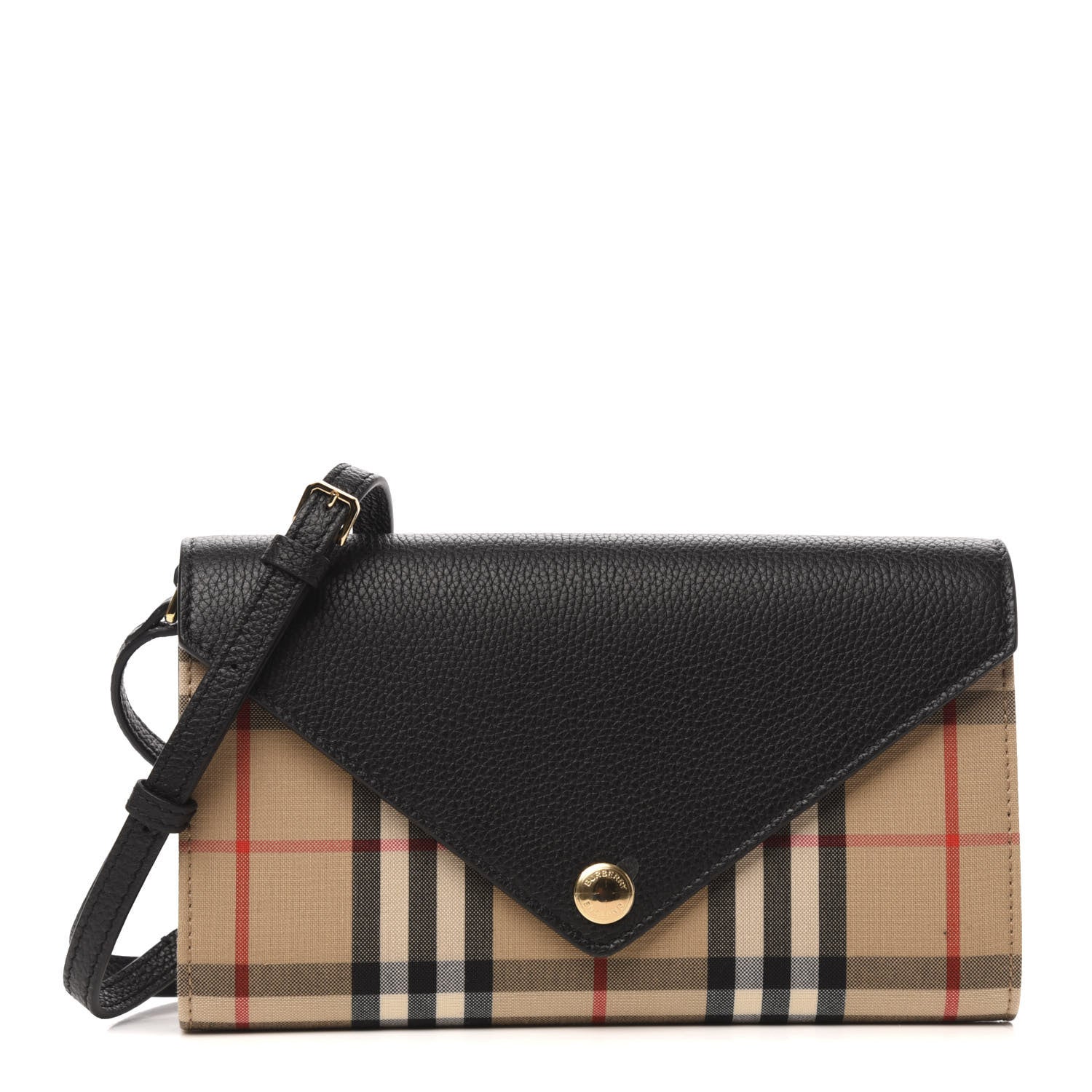 Burberry Grainy Calfskin Vintage Check Wallet With Detachable Strap Black 1 of 8