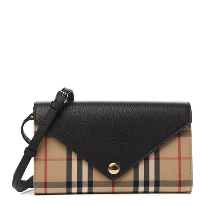 Burberry Grainy Calfskin Vintage Check Wallet With Detachable Strap Black 1 of 8