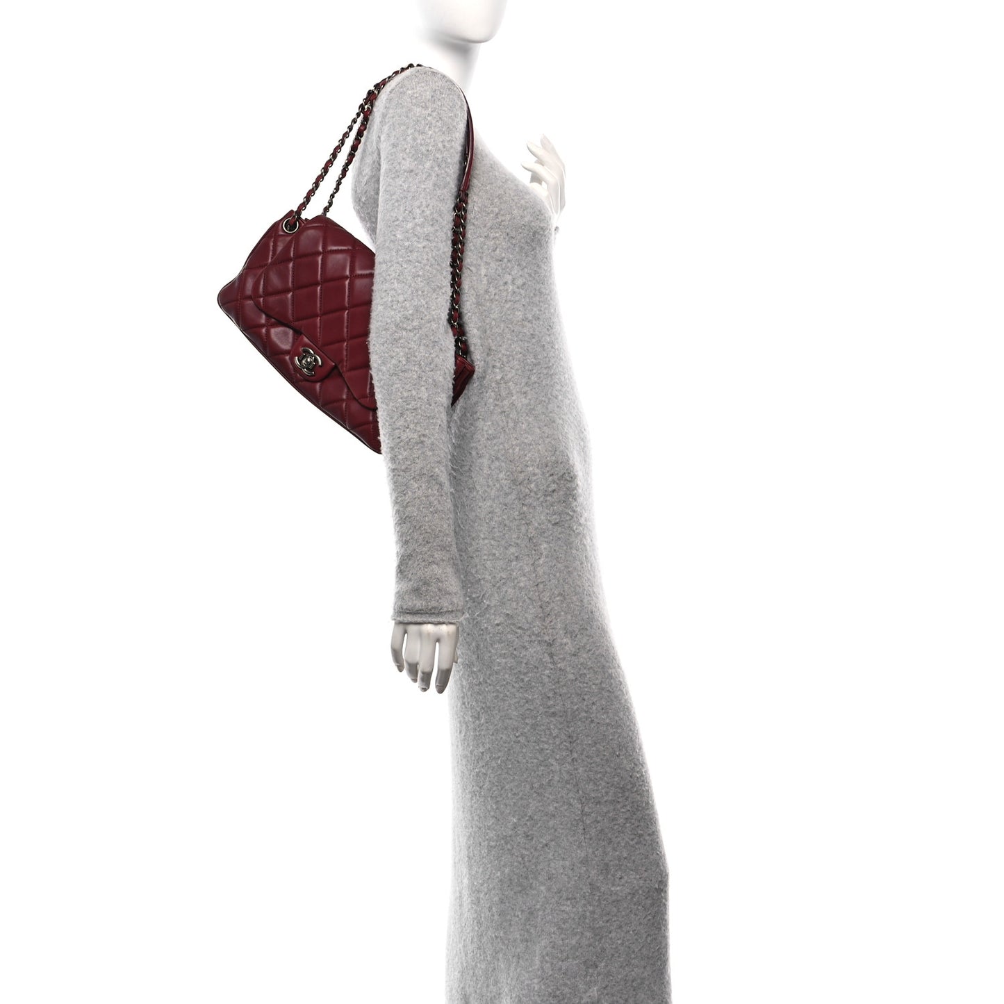 Lambskin Quilted Chanel 3 Accordion Flap Bag Red