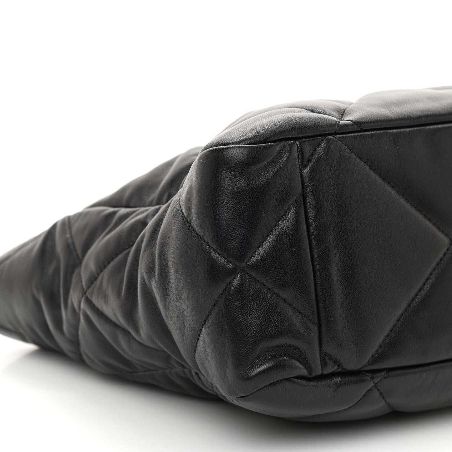 Lambskin Quilted Chanel 19 East West Shopping Bag Black
