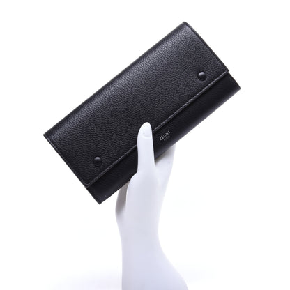 Celine Drummed Calfskin Large Multifunction Flap Wallet Black 2 of 9