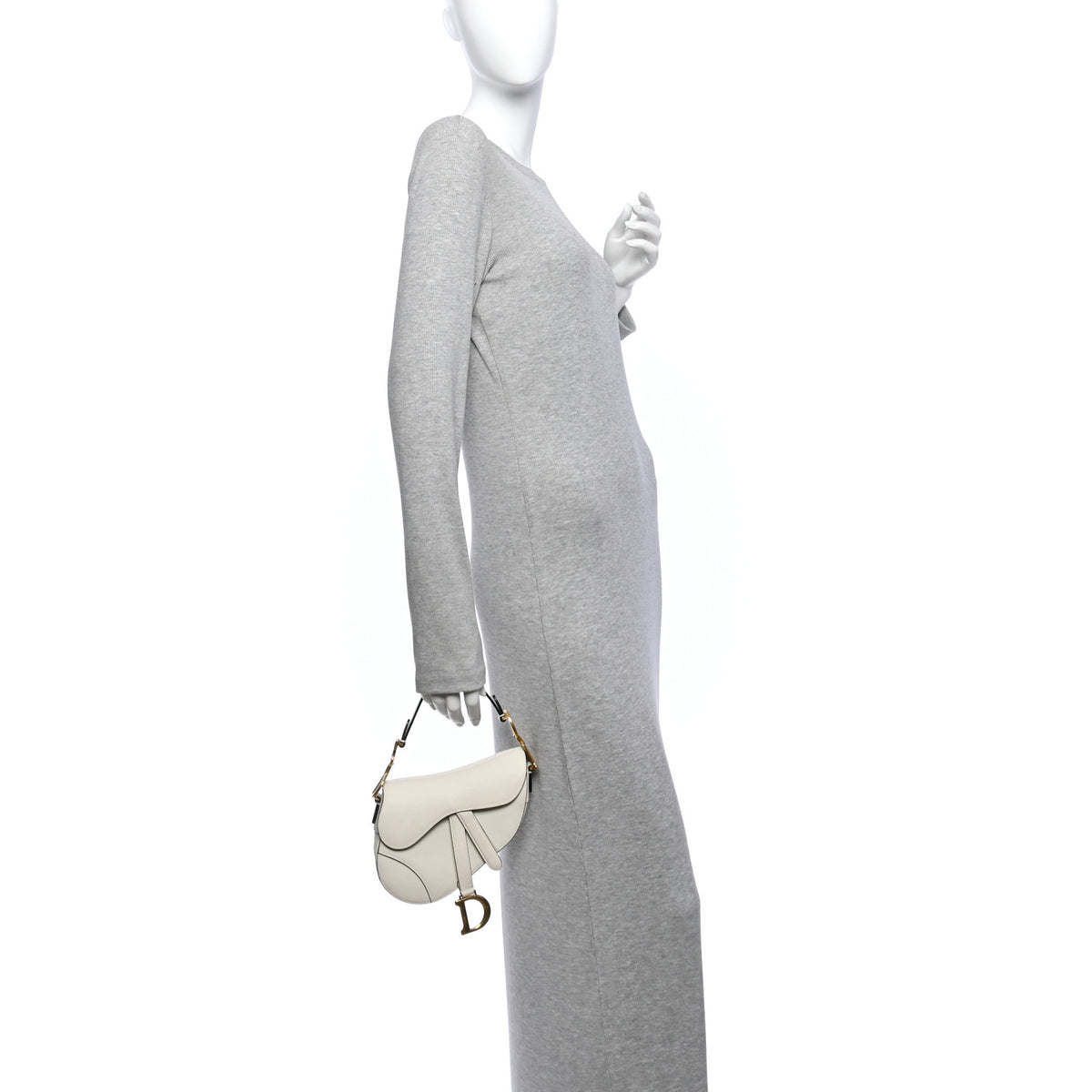 Christian Dior Grained Calfskin Mini Saddle Bag White 2 of 10
