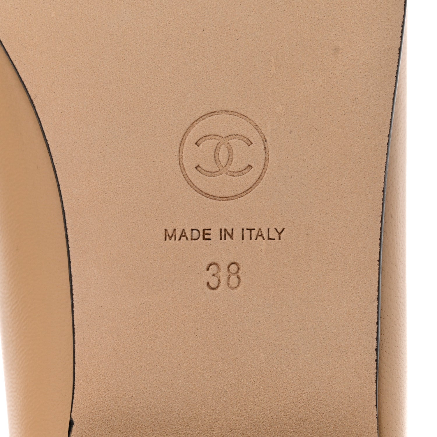 Chanel Lambskin Cap Toe CC Ballerina Flats 38 Beige Black 8 of 10