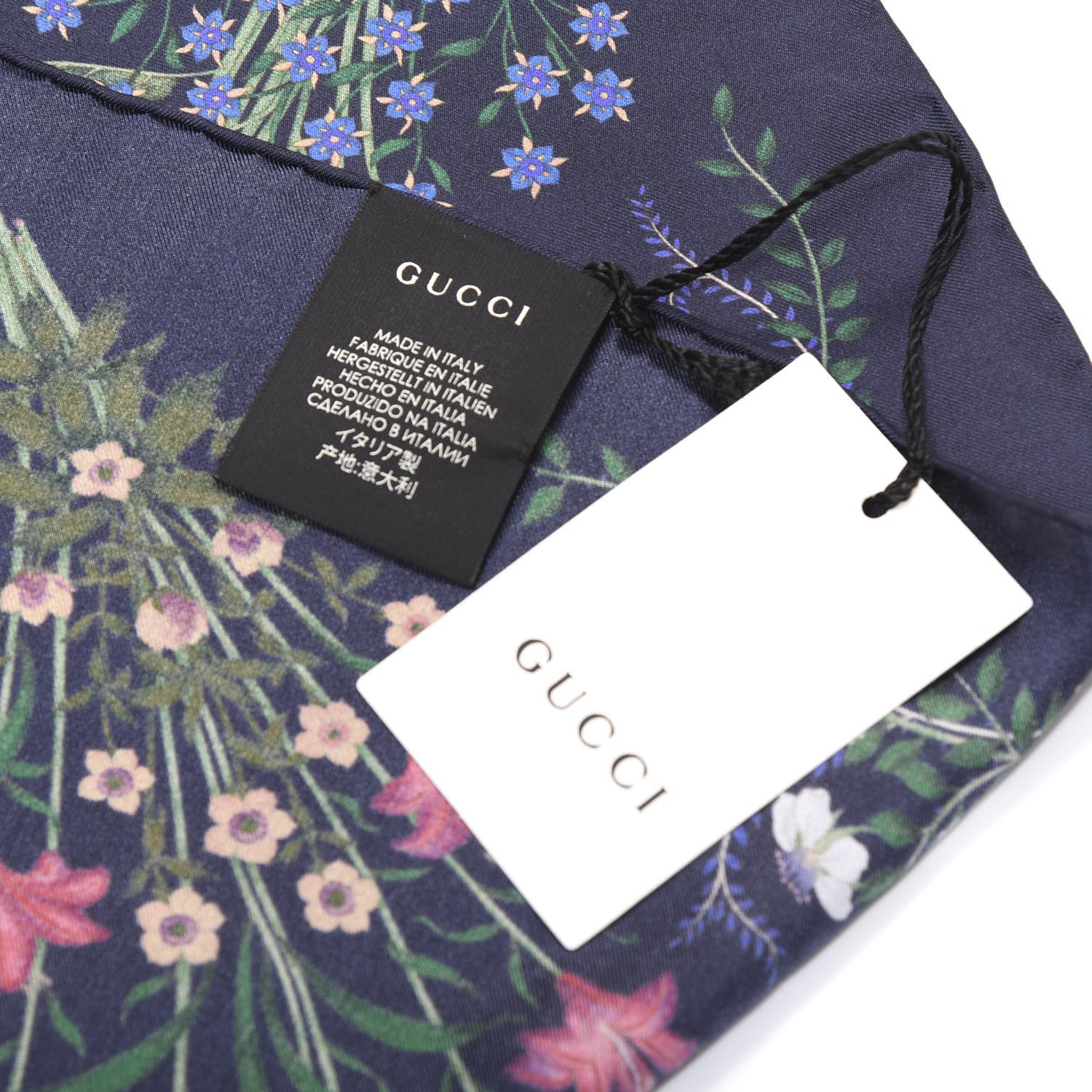 Gucci Silk Twill Nuovoflora Square Handkerchief Midnight Blue Blue 3 of 4