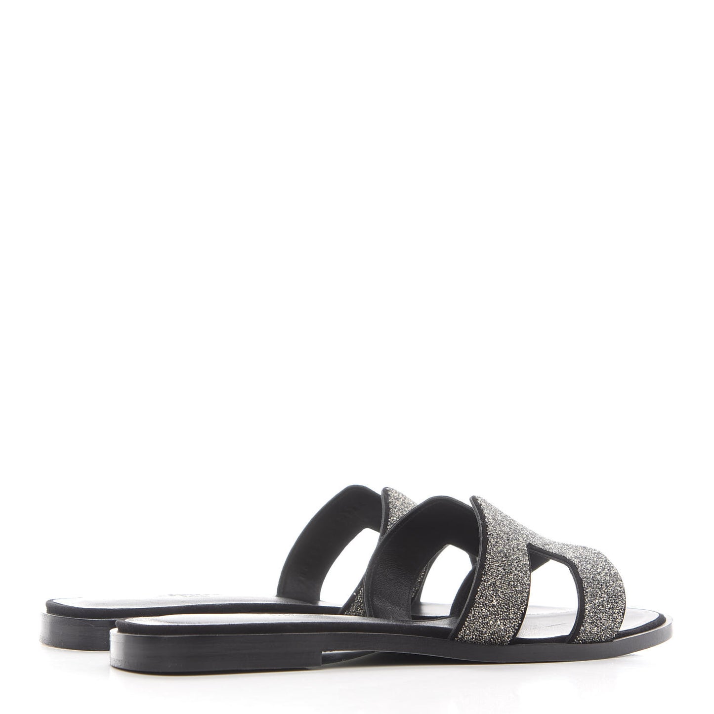 Suede Goatskin Crystal Powder Oran Sandals 37 Black