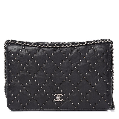 Chanel Crumpled Lambskin Studded Paris Dallas Wallet On Chain WOC Black 1 of 11