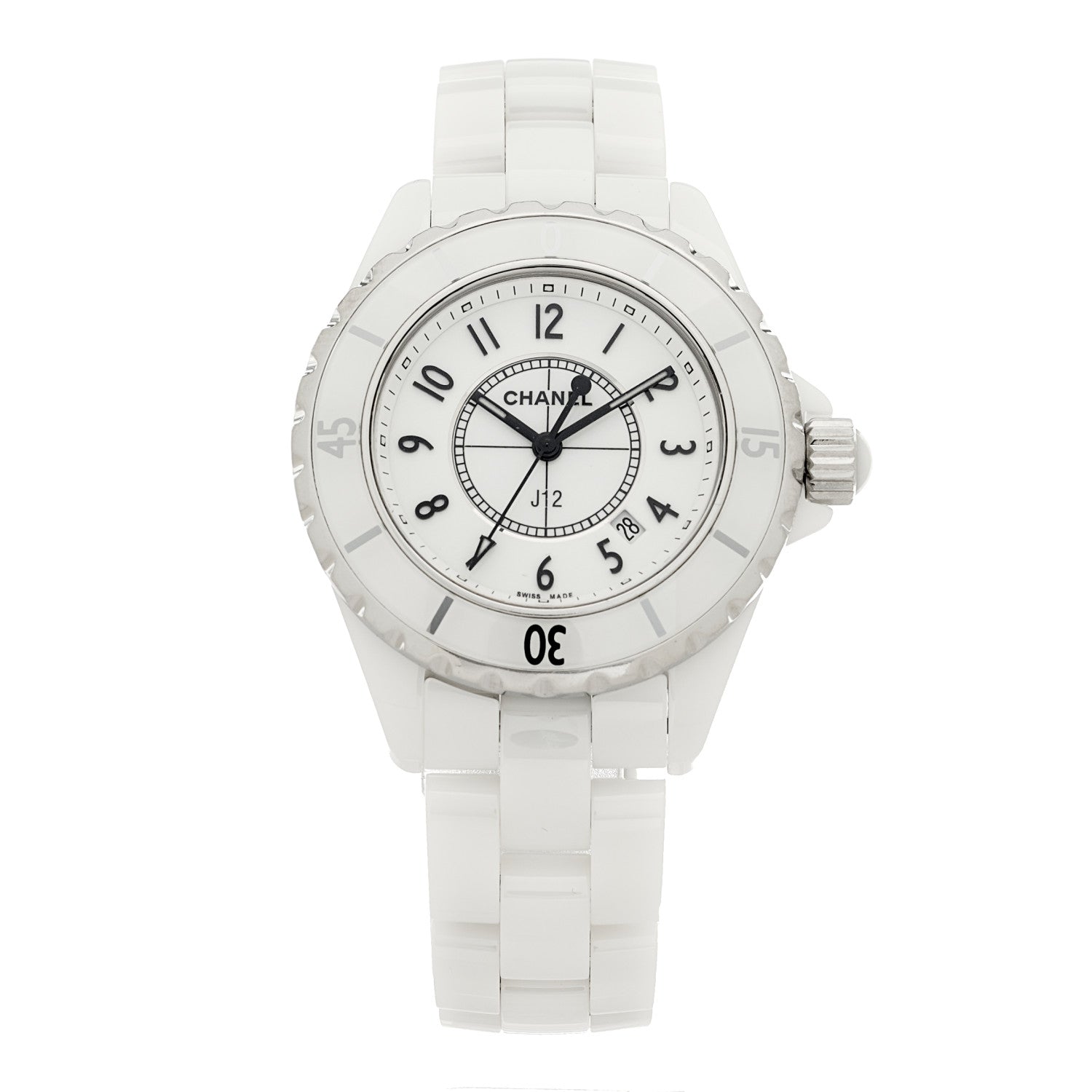 Chanel Stainless Steel Ceramic 33mm J12 Quartz Watch White 1 of 4