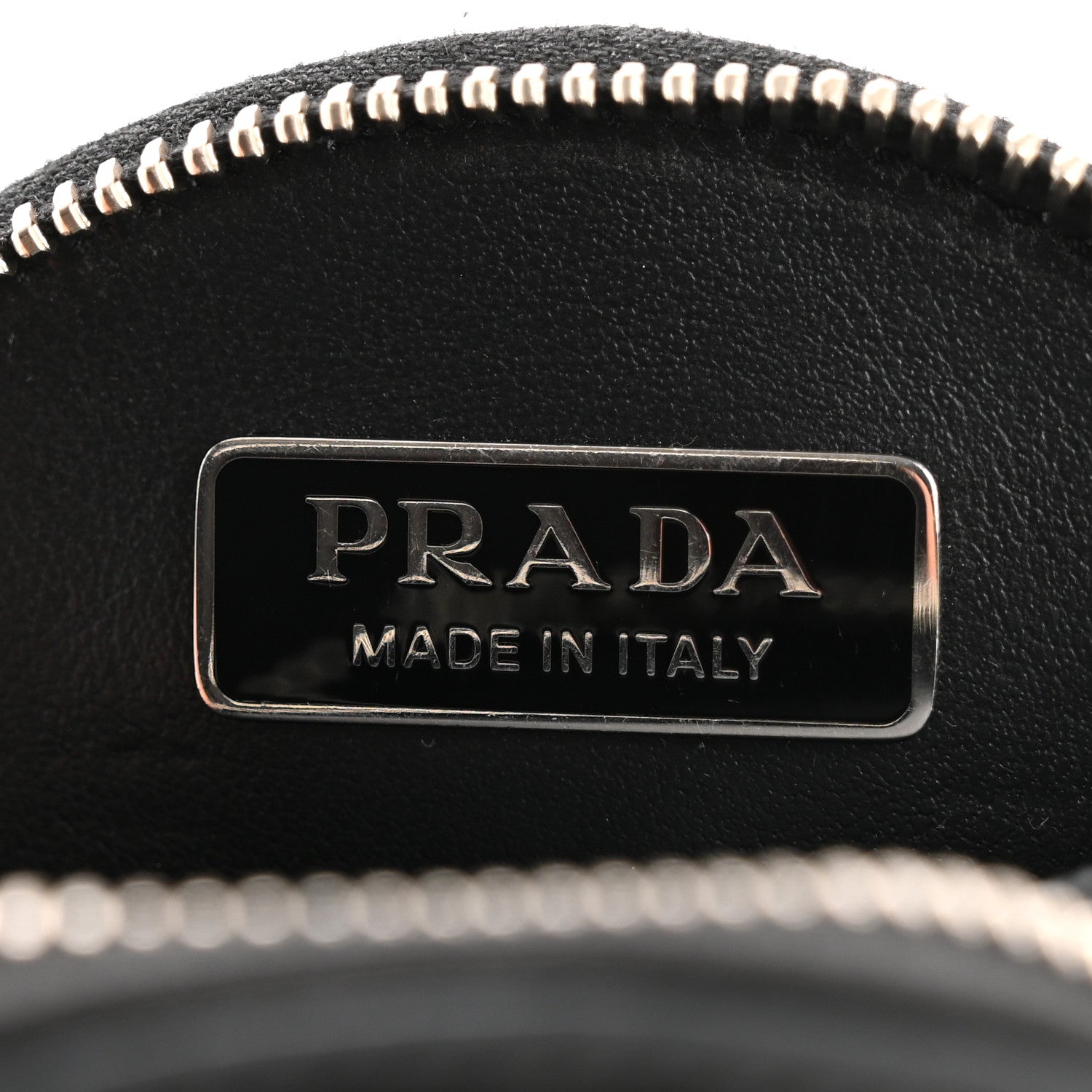 Prada Spazzolato Round Coin Pouch Bag Charm Black 6 of 8