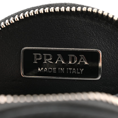 Prada Spazzolato Round Coin Pouch Bag Charm Black 6 of 8