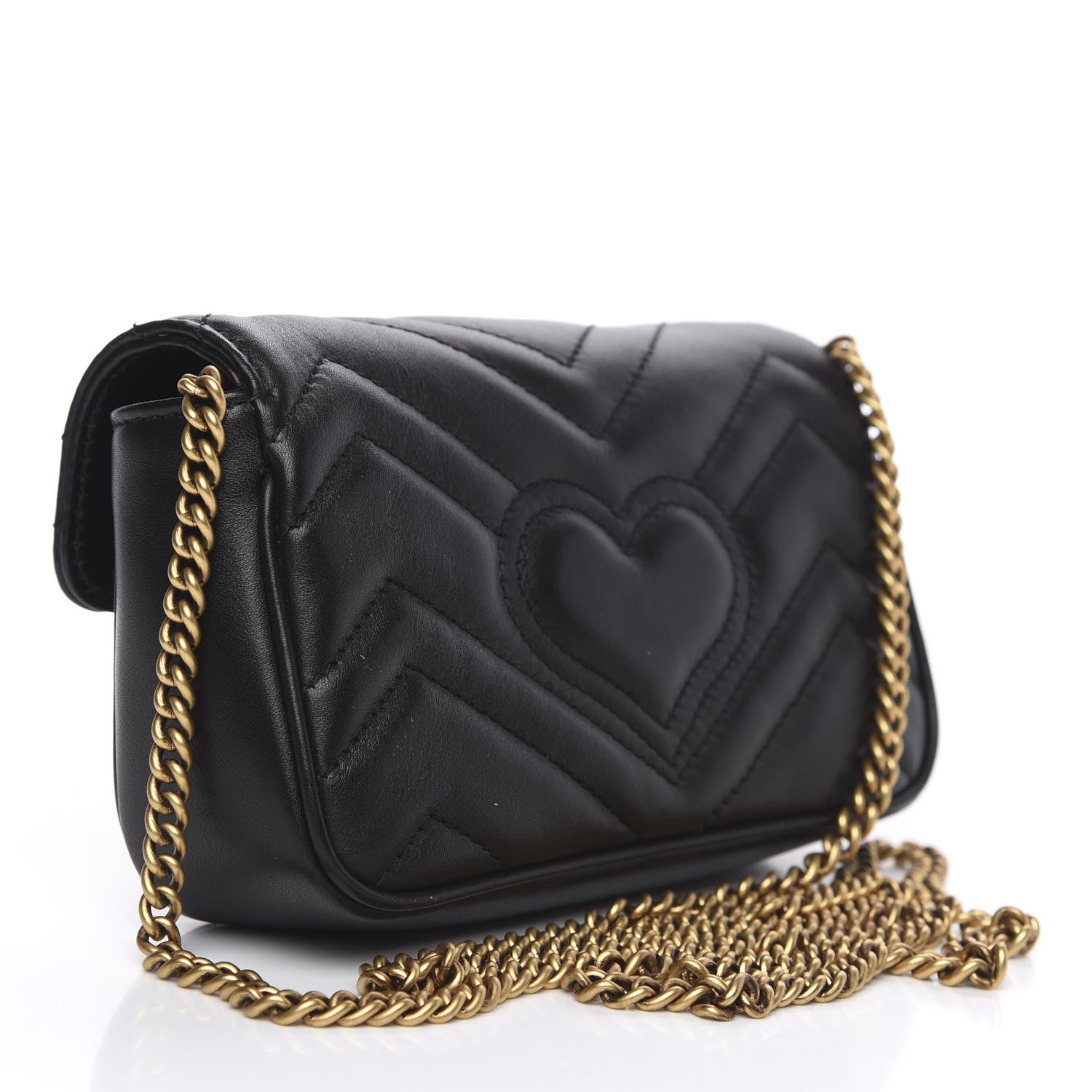 Gucci Calfskin Matelasse Super Mini GG Marmont Shoulder Bag Black 2 of 12