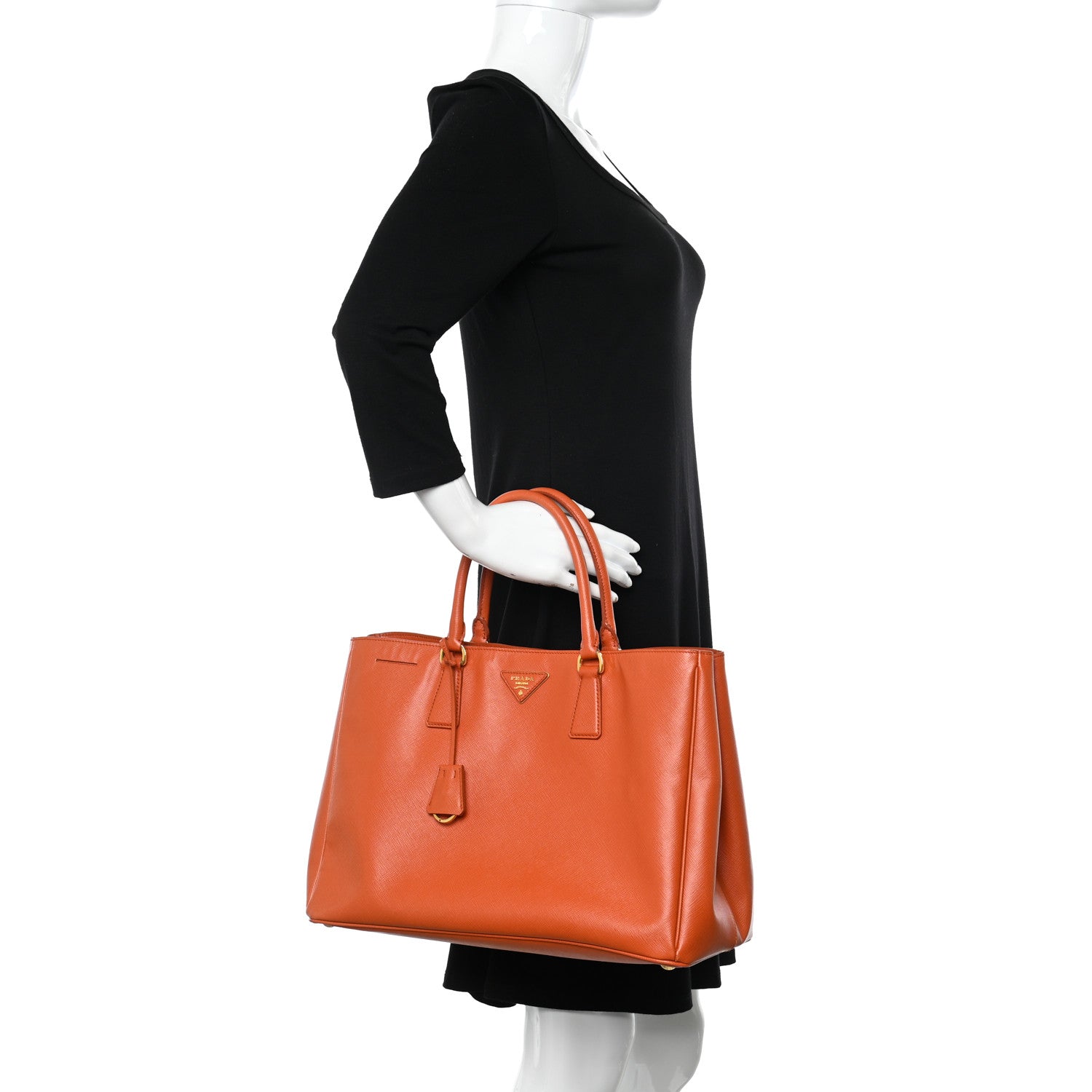 Prada Saffiano Lux Large Tote Papaya 2 of 12