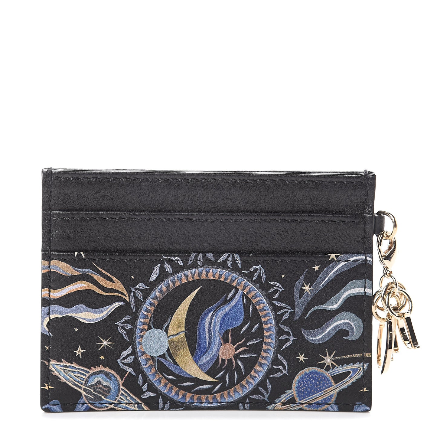 Calfskin Printed Nature Ballet Lady Dior Card Holder Blue