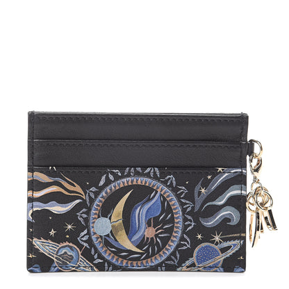 Christian Dior Calfskin Printed Nature Ballet Lady Dior Card Holder Blue 1 of 5