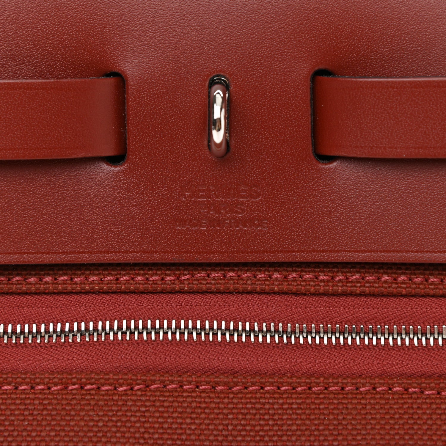 Hermes Military Toile Vache Hunter Herbag Zip Retourne 31 PM Rouge H 8 of 12