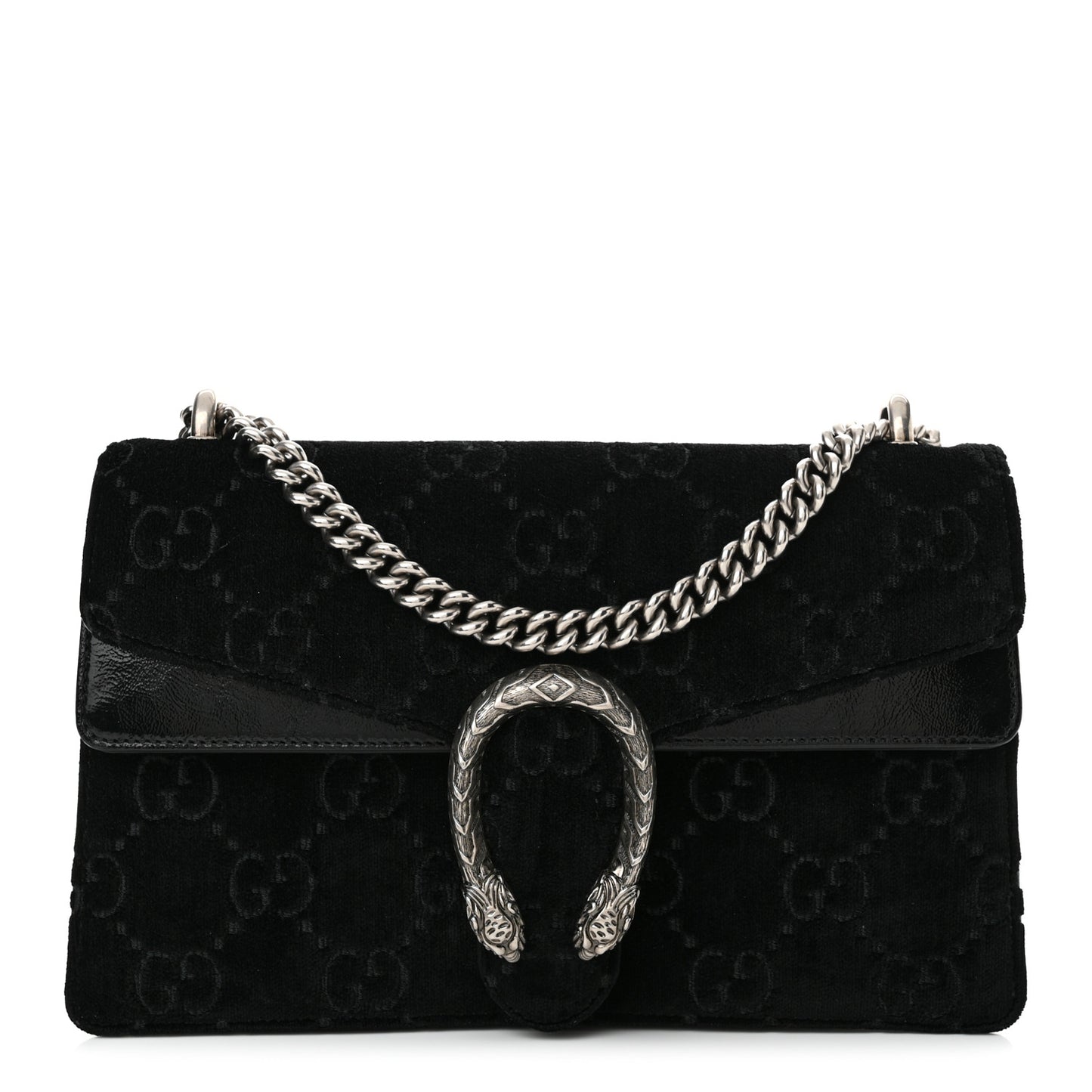 Velvet GG Monogram Small Dionysus Shoulder Bag Black