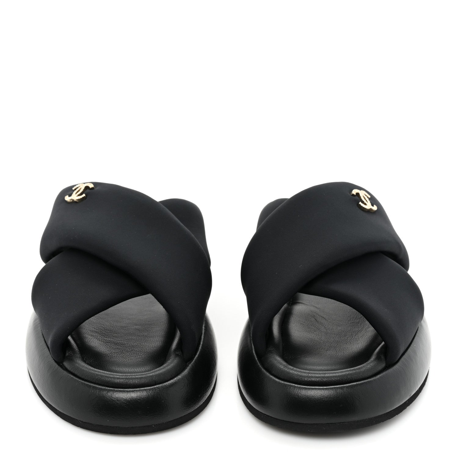 Chanel Fabric CC Mules Sandals 37 Black 2 of 9