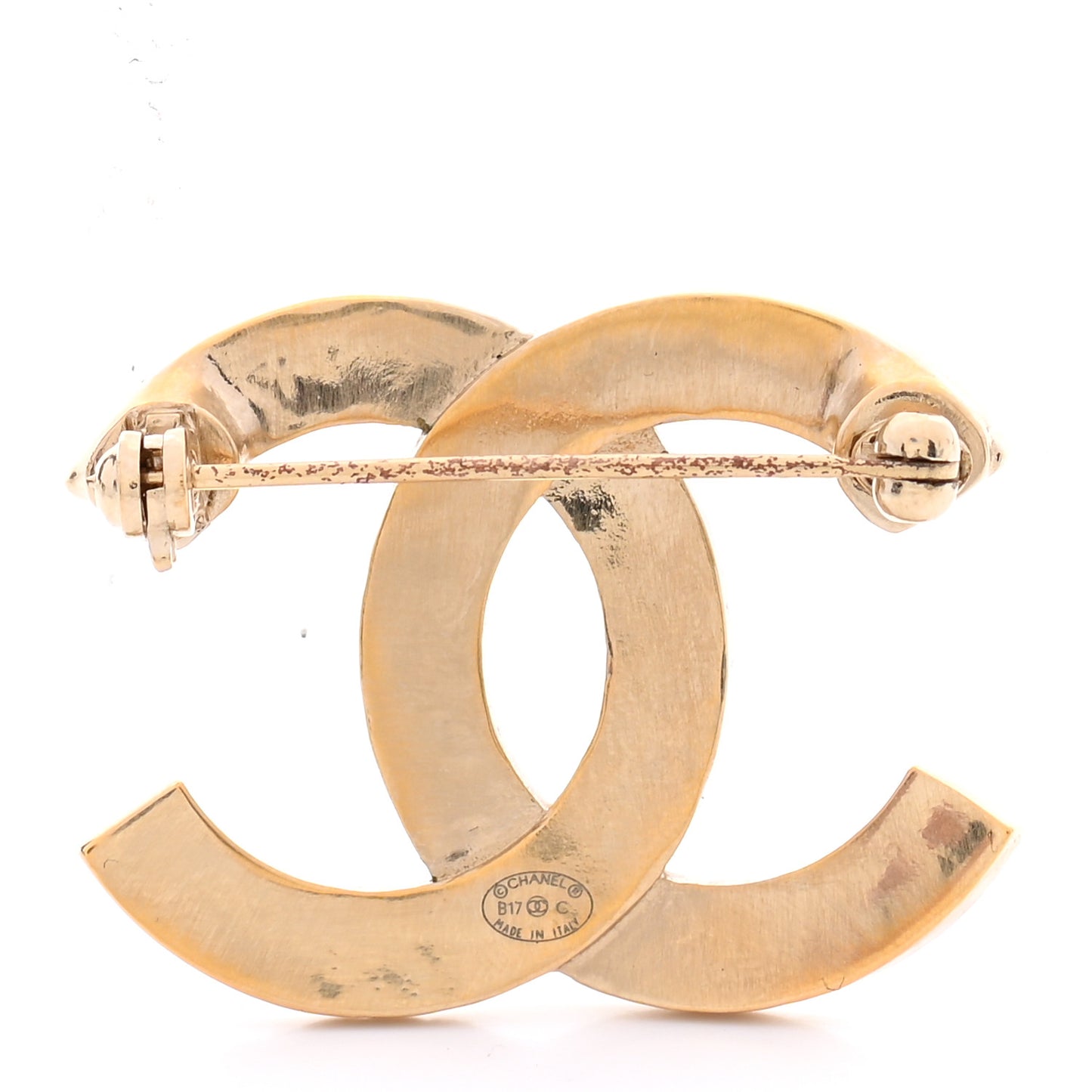 Baguette Crystal Quilted CC Brooch Gold