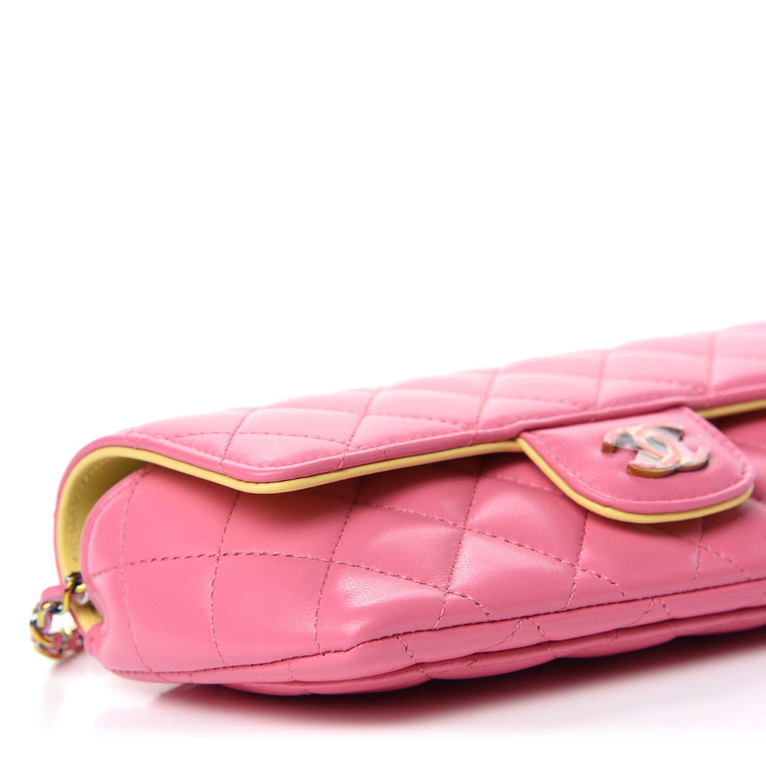 Chanel Lambskin Quilted Glasses Case With Chain Pink Yellow 6 of 11