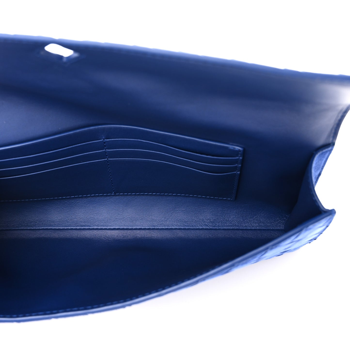 Suede Intrecciato Long Andiamo Top Handle Clutch Blue Royal