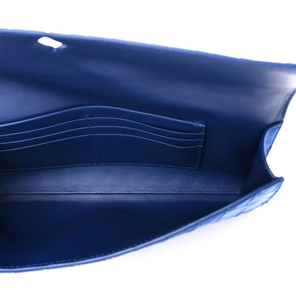 Bottega Veneta Suede Intrecciato Long Andiamo Top Handle Clutch Blue Royal 5 of 9