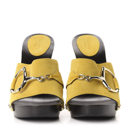 Gucci Suede Icon Bit Clog Slide Sandals 8.5 Citrus 2 of 11
