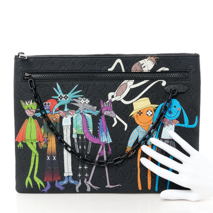 Louis Vuitton Taurillon Monogram Embroidered Cartoon LV Friends A4 Pochette Black 2 of 9