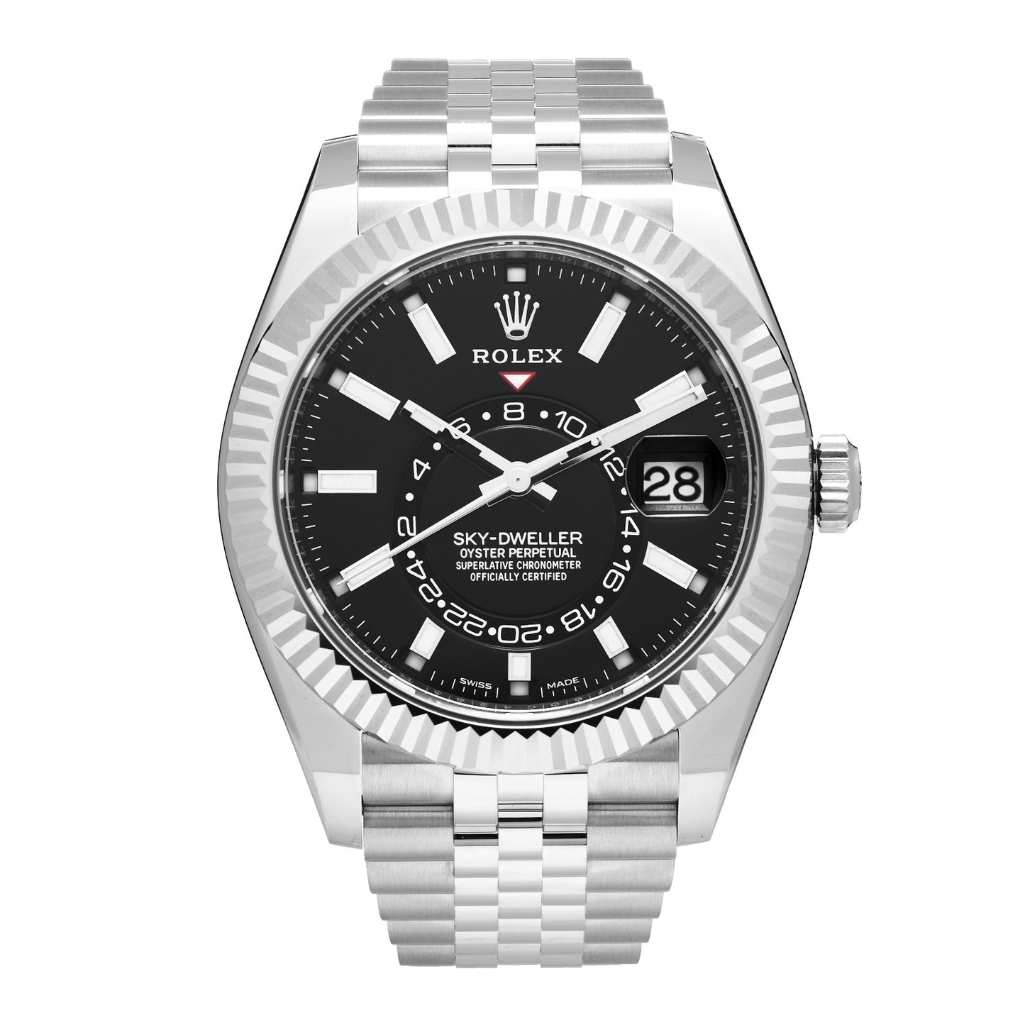 Stainless Steel 18K White Gold 42mm Oyster Perpetual Sky-Dweller Watch Bright Black 326934