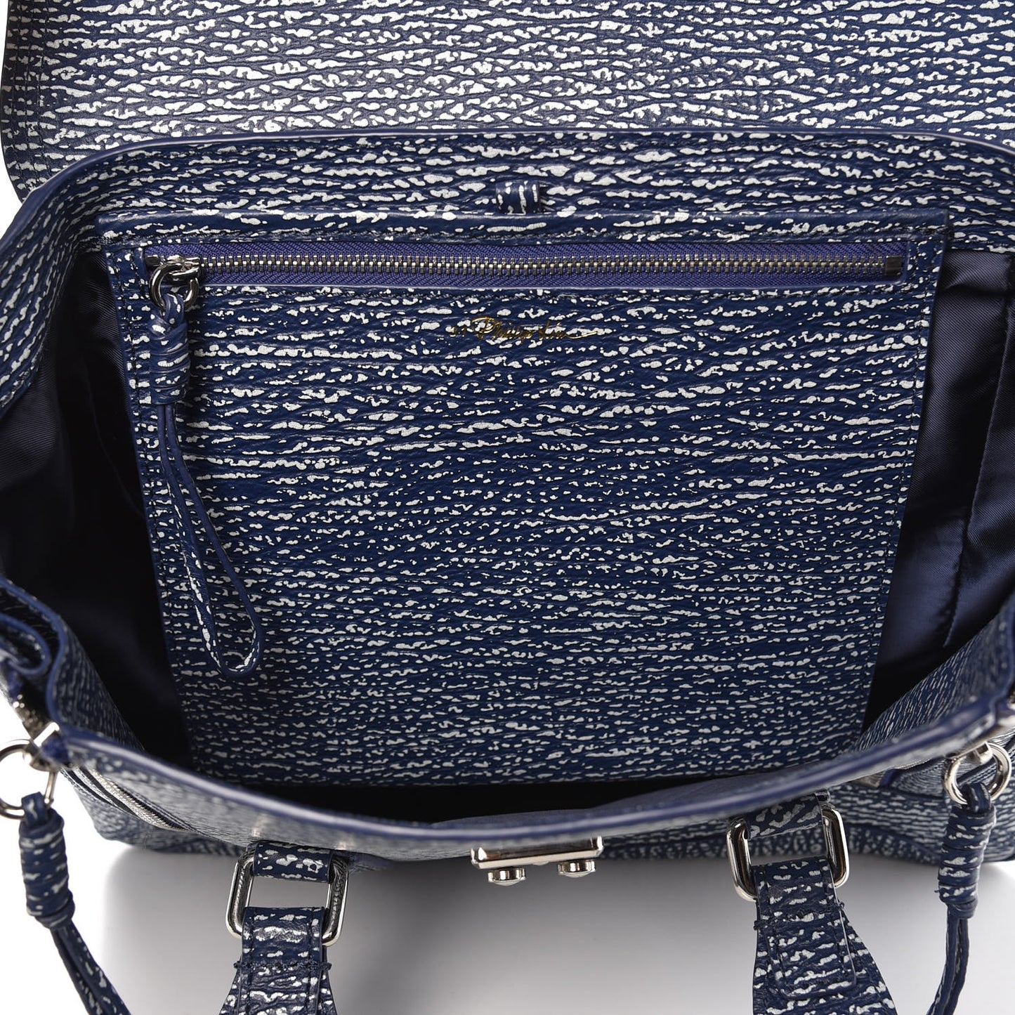 3.1 Textured Calfskin Medium Pashli Satchel Royal Blue