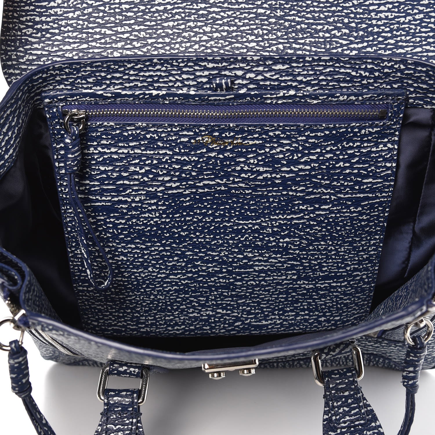 3.1 Phillip Lim 3.1 Textured Calfskin Medium Pashli Satchel Royal Blue 6 of 10