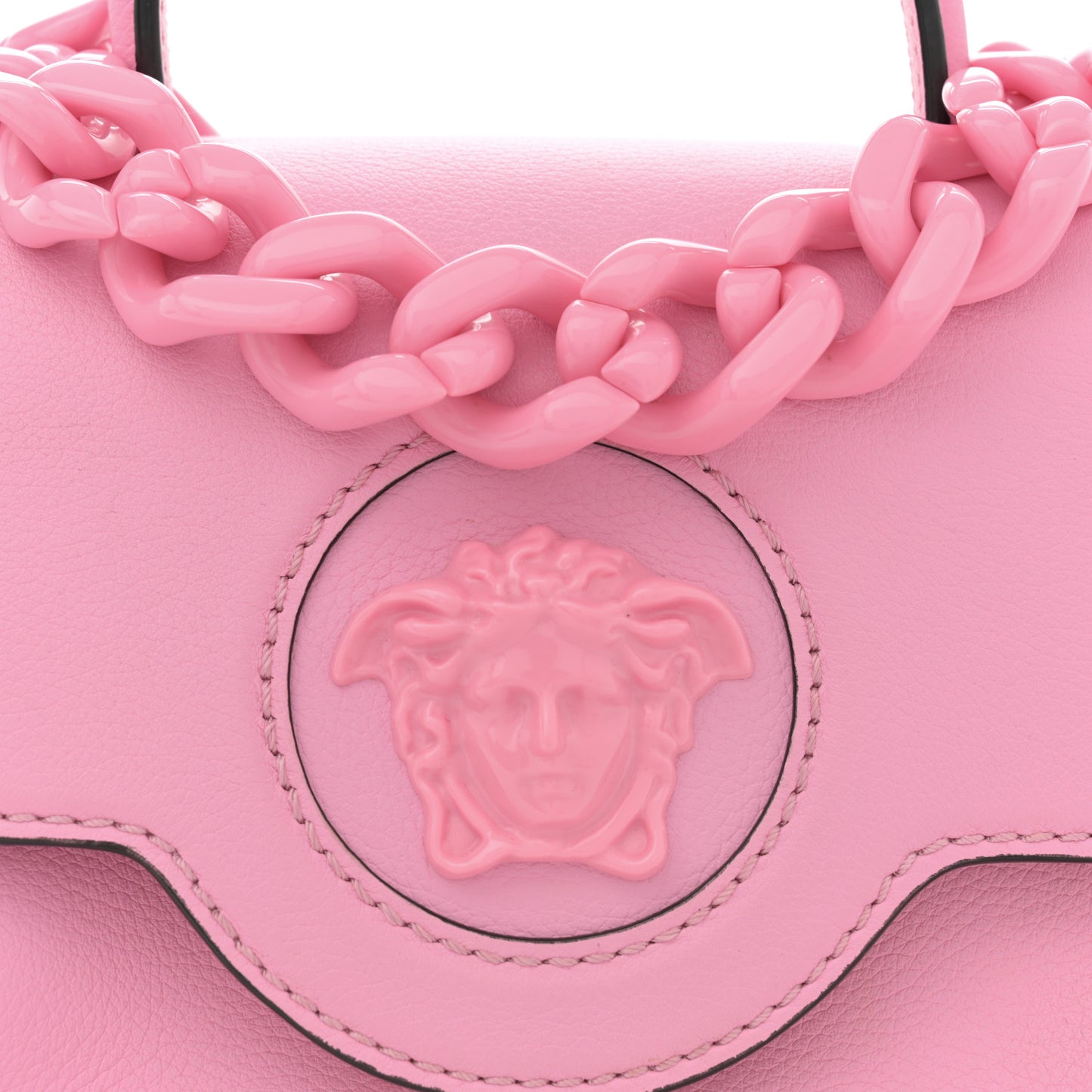 Grained Calfskin Small La Medusa Top Handle Bag Pink
