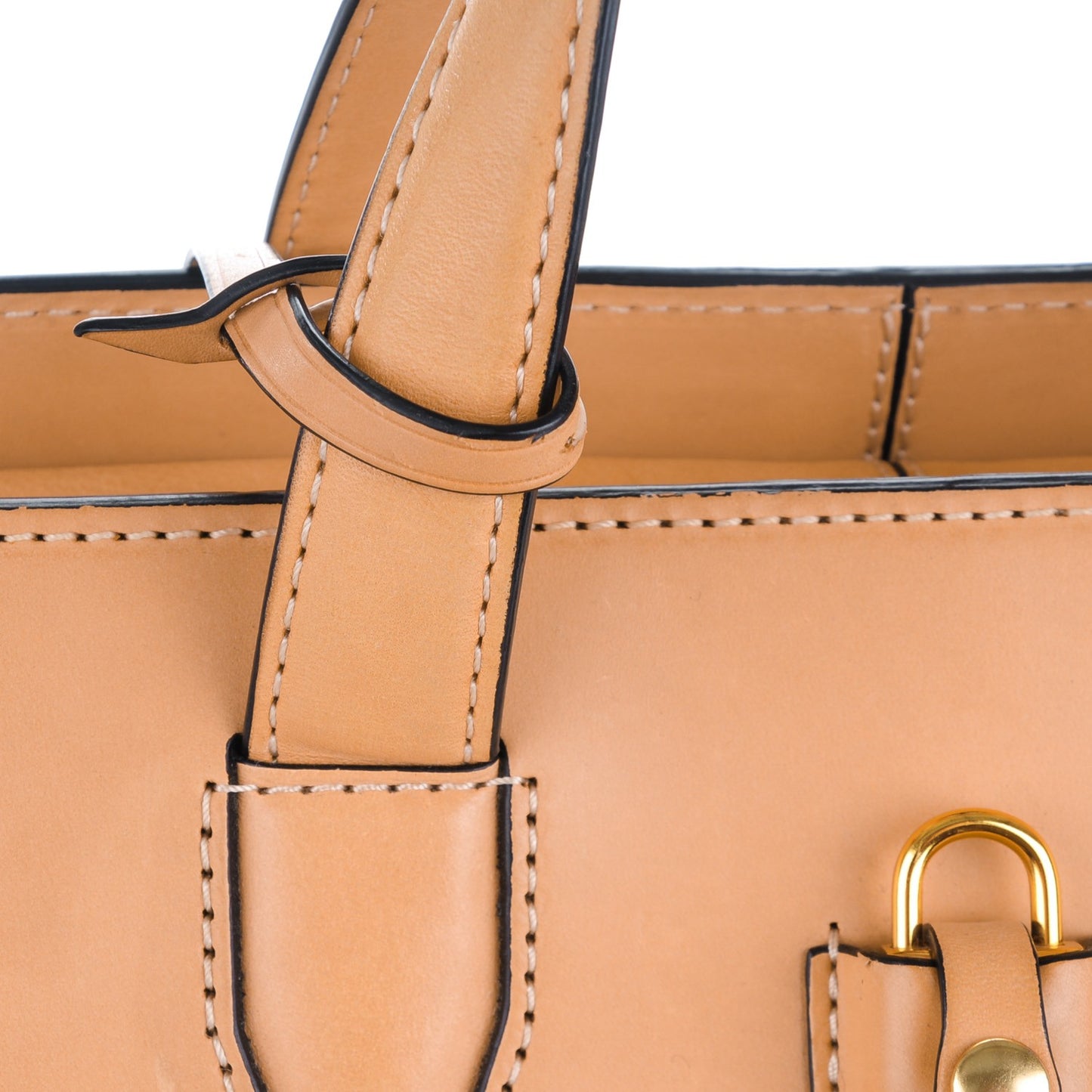 Calfskin Pelican Satchel Tan Antique Brass Hardware