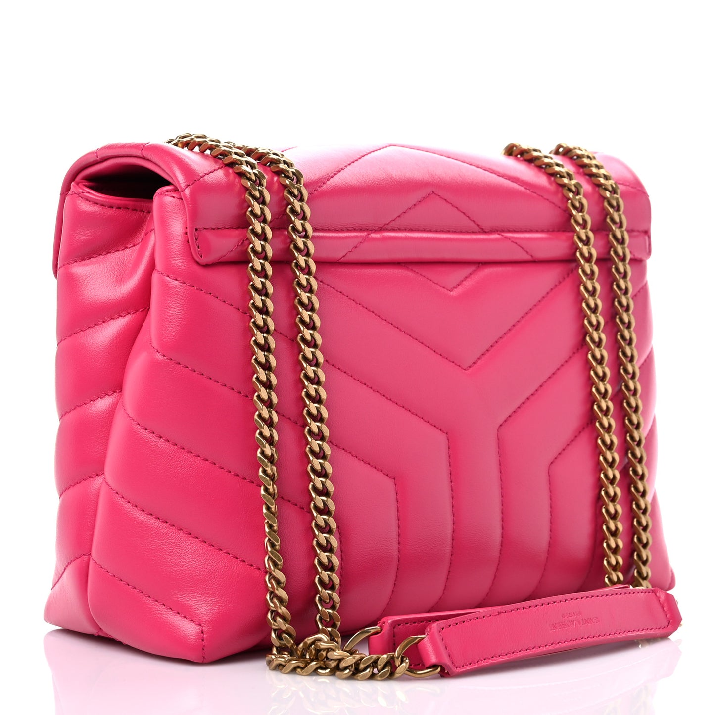 Calfskin Y Quilted Monogram Small Loulou Chain Satchel Fresh Fuchsia