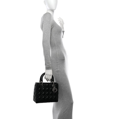 Christian Dior Lambskin Cannage Medium Lady Dior Black 2 of 14