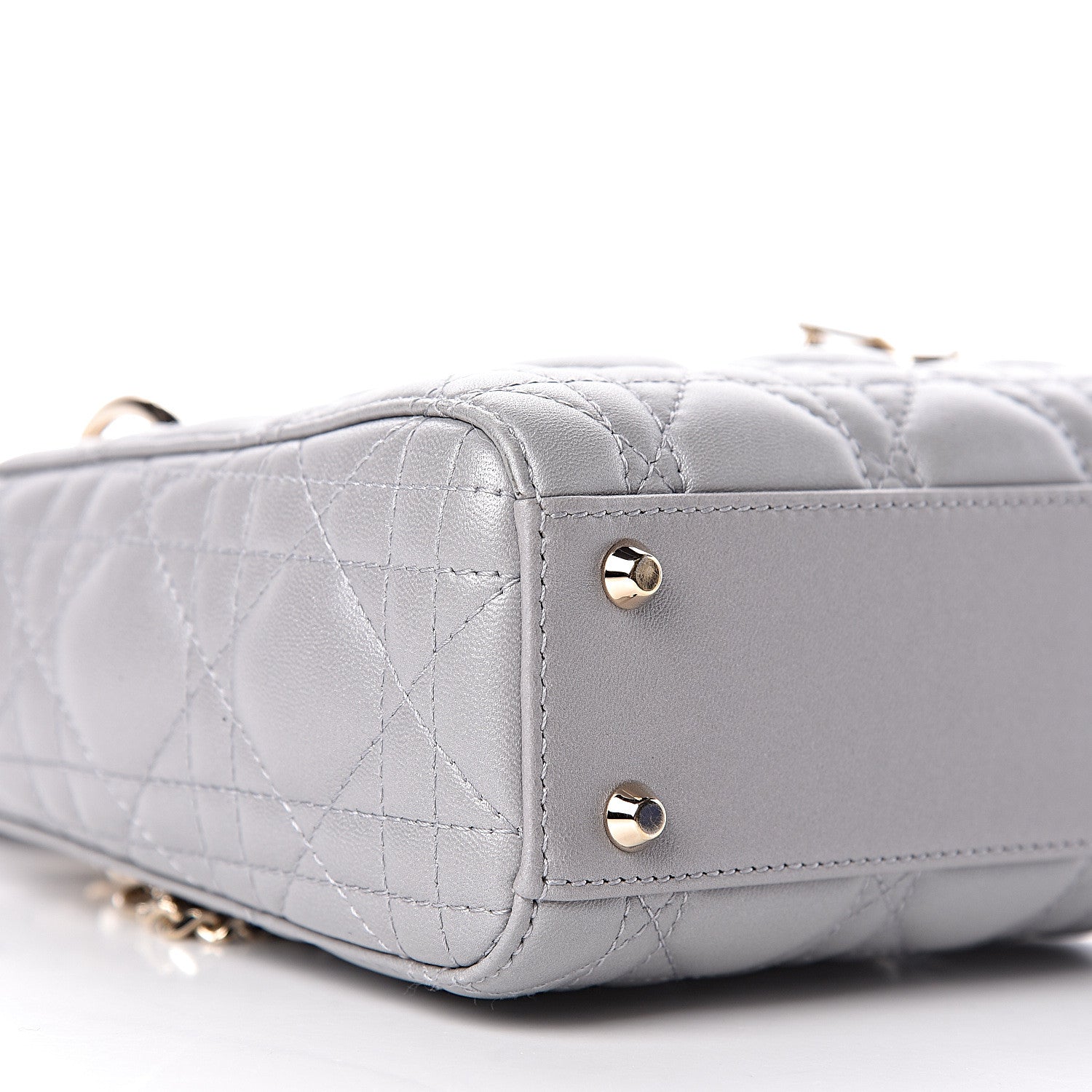 Christian Dior Metallic Lambskin Cannage Mini Lady Dior Grey 9 of 10