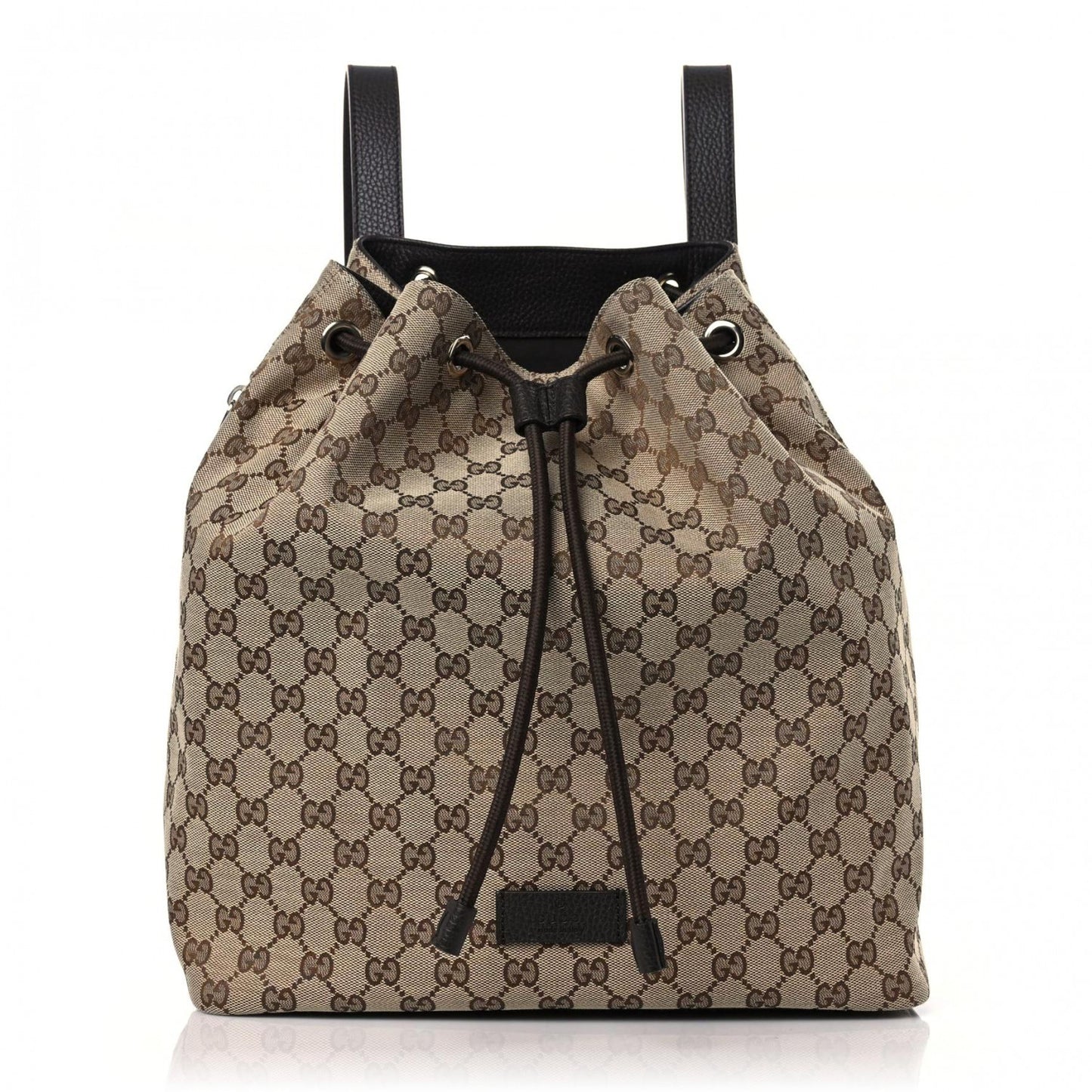 Monogram Dollar Calfskin O Drawstring Backpack Beige Ebony Testa di Moro Dark Chocolate