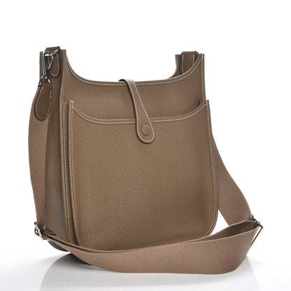 Hermes Taurillon Clemence Evelyne III PM Etoupe 3 of 7
