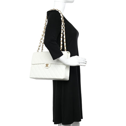 Chanel Caviar Quilted Jumbo Single Flap White 2 of 14
