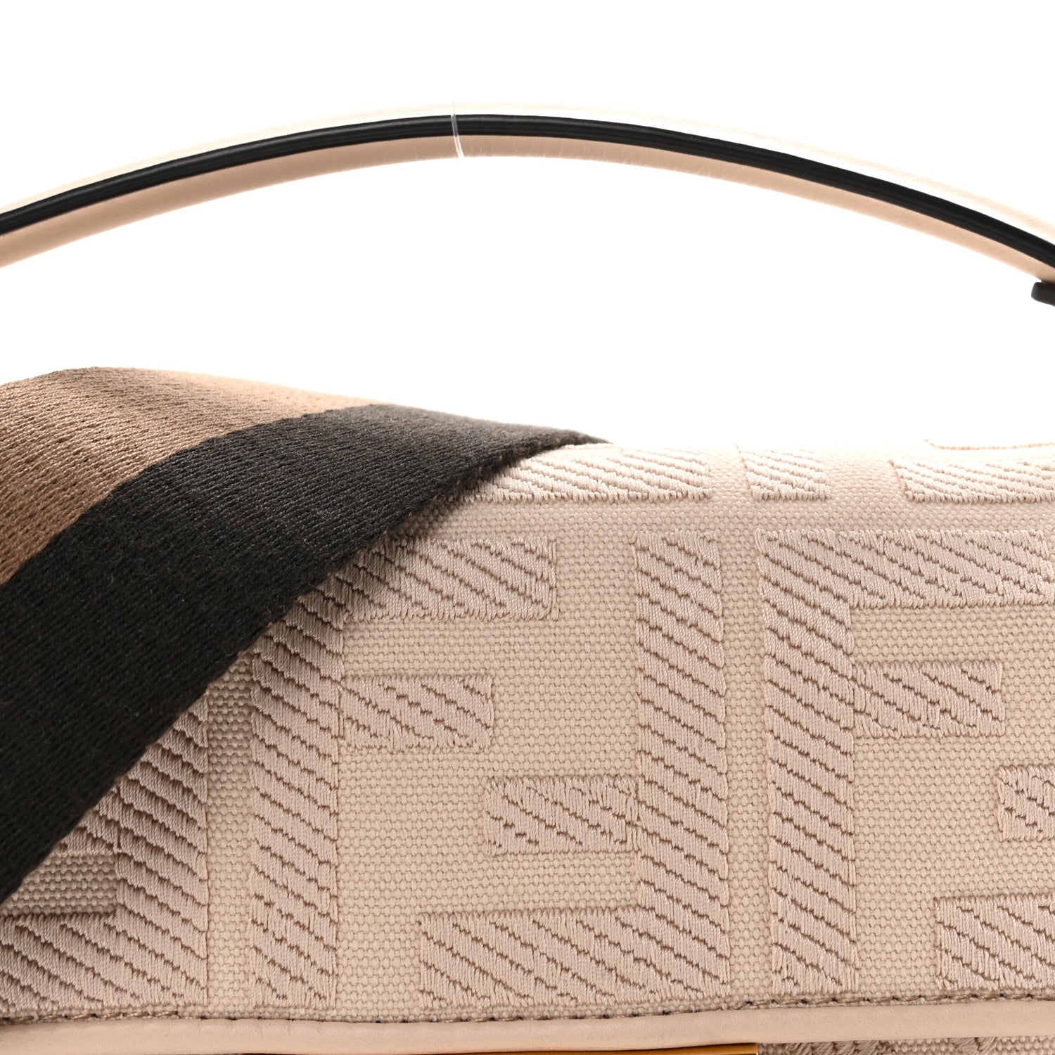 Fendi Canvas Vitello King Bi-Color Strap FF Embroidered Mini Baguette Poudre 7 of 9