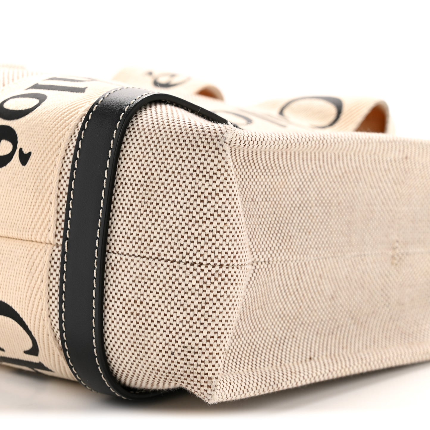 Cotton Calfskin Small Woody Ribbon Tote With Strap White Navy