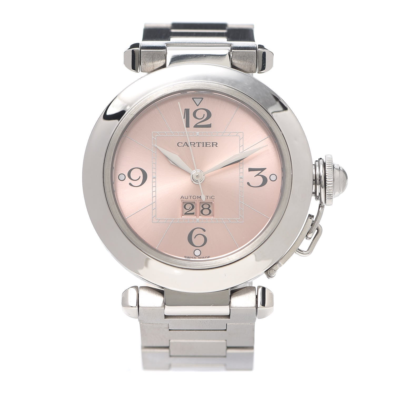 Cartier Stainless Steel 35mm Pasha C Big Date Automatic Watch Pink 1 of 5