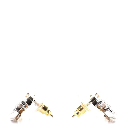 Chanel Crystal Double CC Earrings Gold Silver 3 of 5