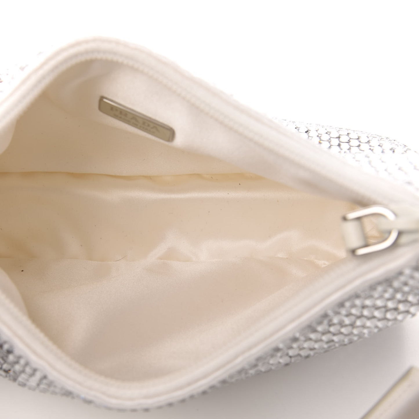 Satin Crystal Mini Re-Edition 2000 Bag White